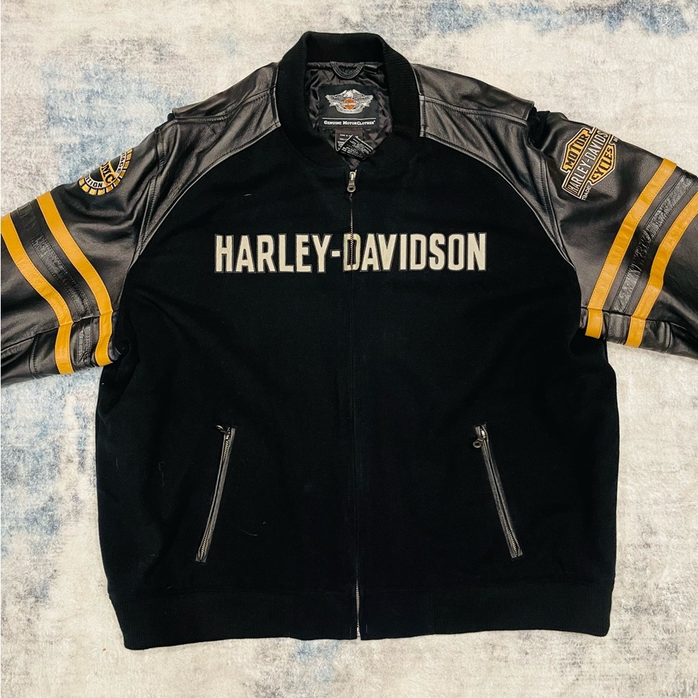 Harley-Davidson Black and Orange Men's Jacket